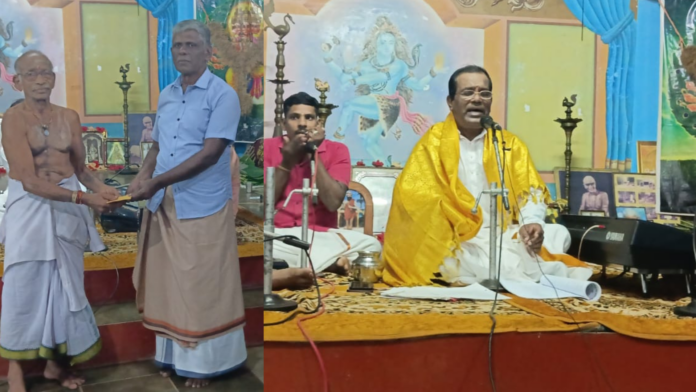 Sannithiyan Ashram head Mohanadas Swamigal providing financial assistance and bicycles to students and medical patients in Jaffna.